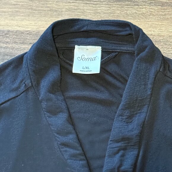 SOMA Women’s Black Short Robe L/XL Cozy Lounge Sleepwear Nightwear - Picture 4 of 6